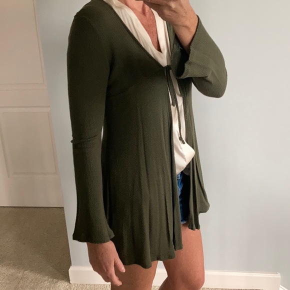 Olive Tie Front Cardigan - Picture 5 of 7